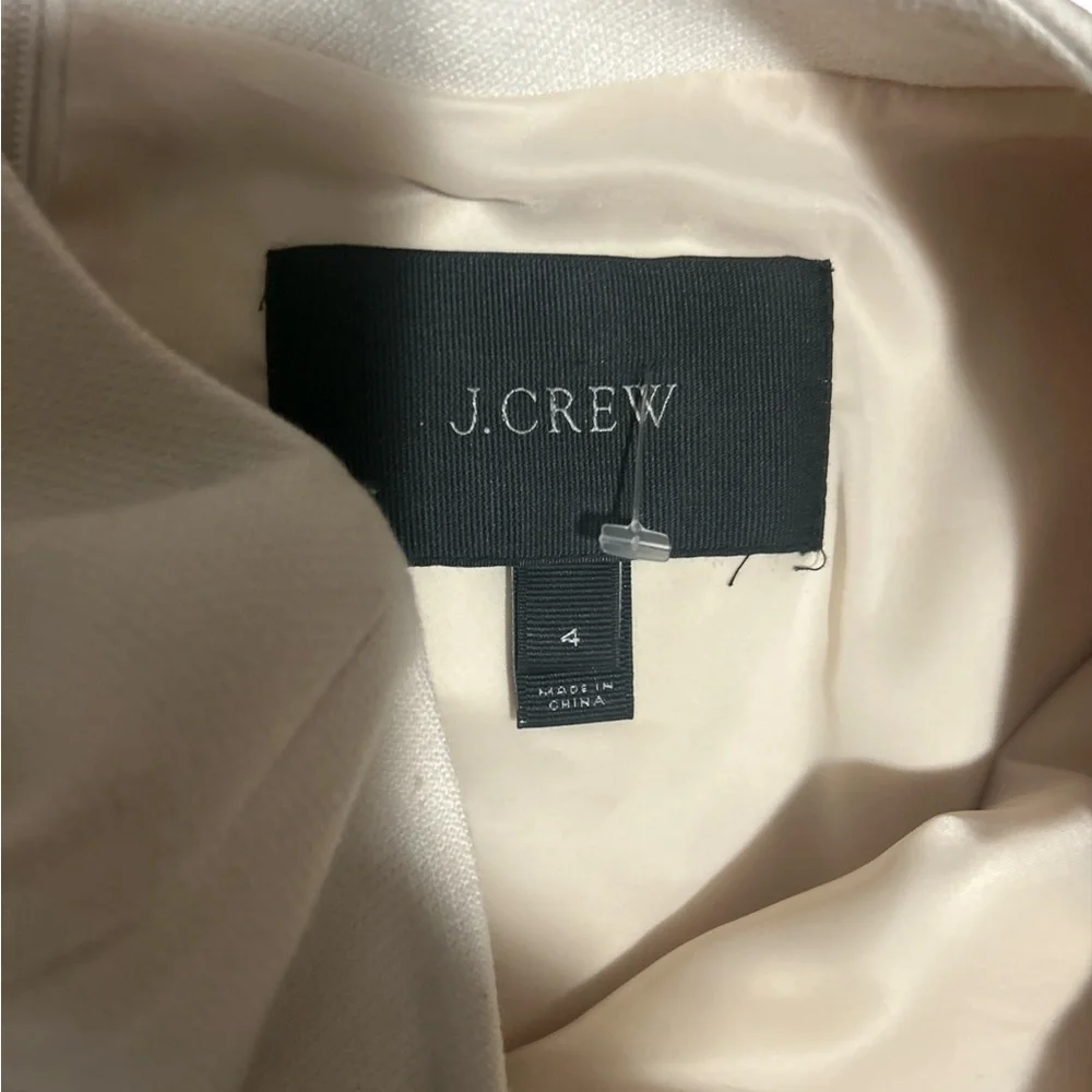J.Crew Ivory Shift Dress Double Zip Hem Womens Size 4 Minimalist Career